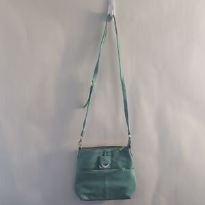 Rocco Barocco designer Teal cross body bag With gold Accents